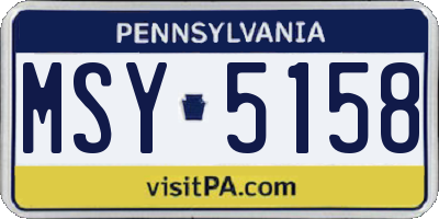 PA license plate MSY5158
