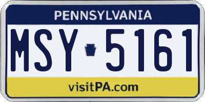 PA license plate MSY5161