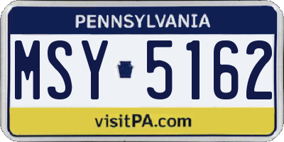 PA license plate MSY5162
