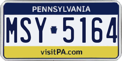 PA license plate MSY5164