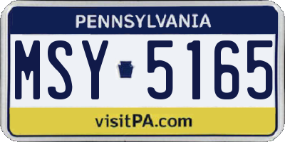 PA license plate MSY5165