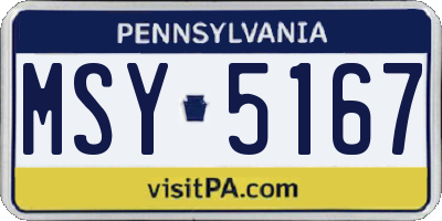 PA license plate MSY5167