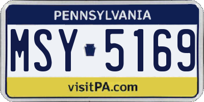 PA license plate MSY5169