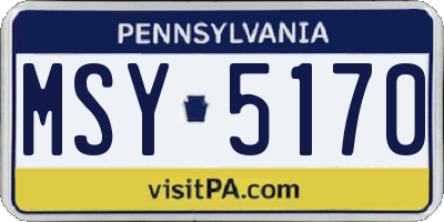 PA license plate MSY5170