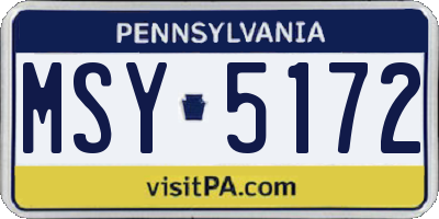 PA license plate MSY5172