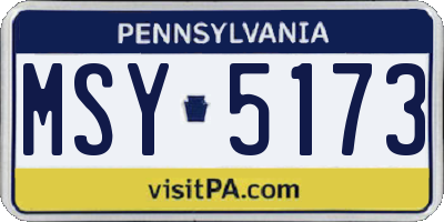 PA license plate MSY5173