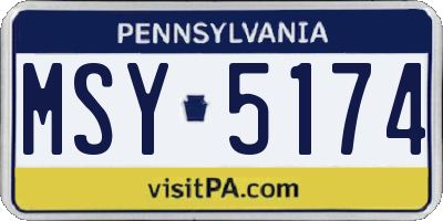 PA license plate MSY5174