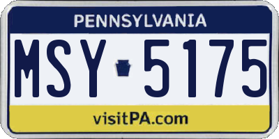 PA license plate MSY5175