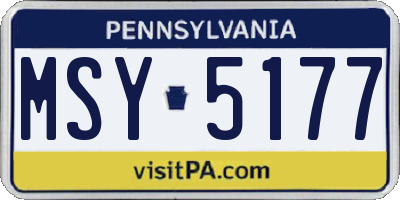 PA license plate MSY5177