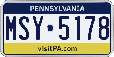 PA license plate MSY5178