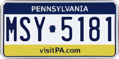 PA license plate MSY5181