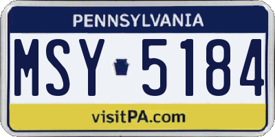 PA license plate MSY5184