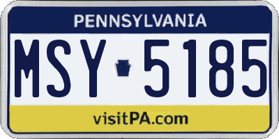 PA license plate MSY5185