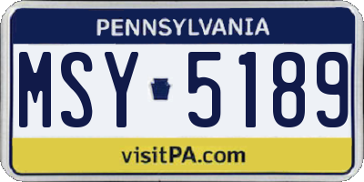 PA license plate MSY5189