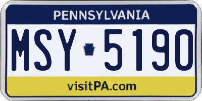PA license plate MSY5190