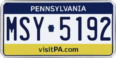 PA license plate MSY5192
