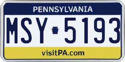 PA license plate MSY5193