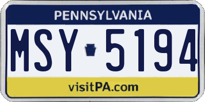 PA license plate MSY5194