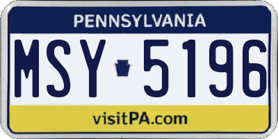 PA license plate MSY5196