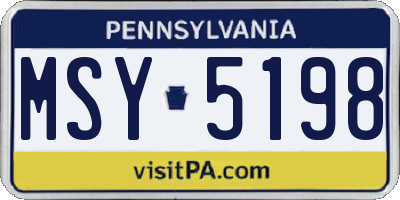 PA license plate MSY5198
