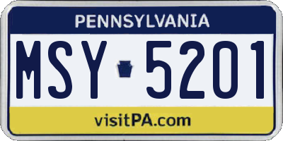 PA license plate MSY5201