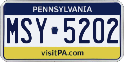 PA license plate MSY5202