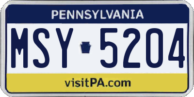 PA license plate MSY5204