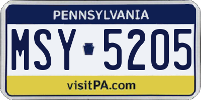 PA license plate MSY5205