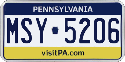 PA license plate MSY5206