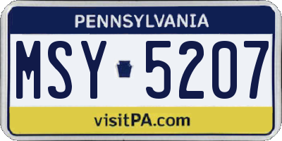PA license plate MSY5207