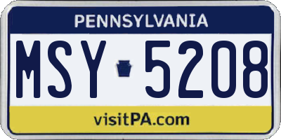 PA license plate MSY5208