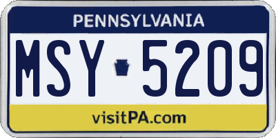 PA license plate MSY5209