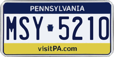 PA license plate MSY5210