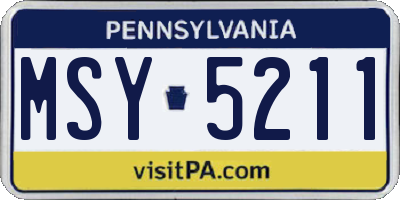 PA license plate MSY5211
