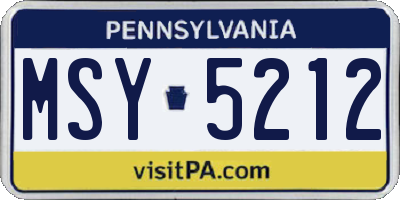 PA license plate MSY5212