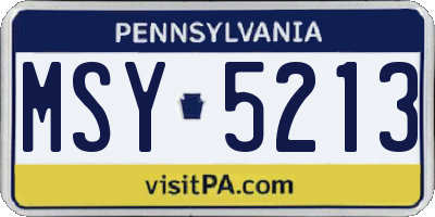 PA license plate MSY5213