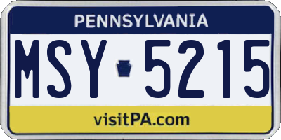 PA license plate MSY5215