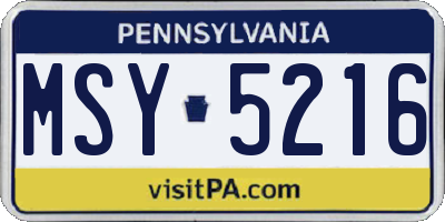 PA license plate MSY5216
