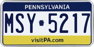 PA license plate MSY5217