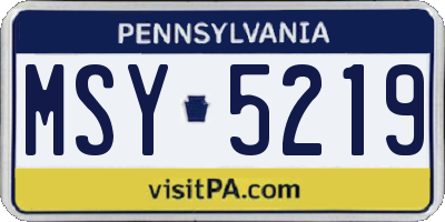PA license plate MSY5219
