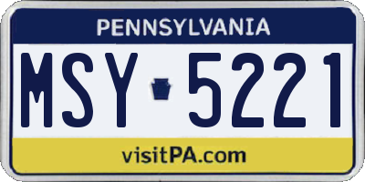 PA license plate MSY5221