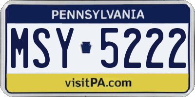 PA license plate MSY5222