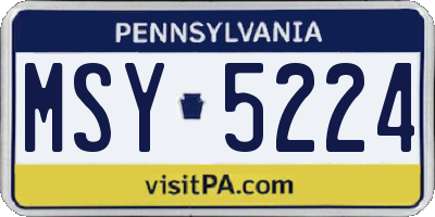 PA license plate MSY5224