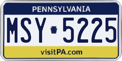 PA license plate MSY5225