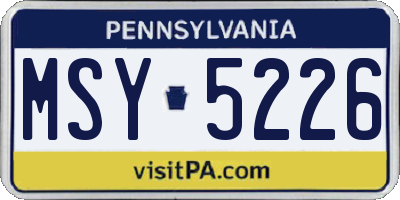 PA license plate MSY5226