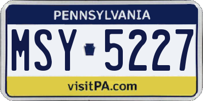 PA license plate MSY5227