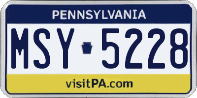 PA license plate MSY5228