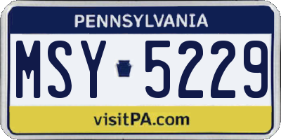 PA license plate MSY5229