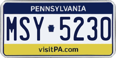 PA license plate MSY5230