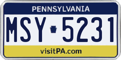 PA license plate MSY5231